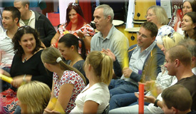 intergenerational and cross cultural - everyone playing together with drums, percussion and boomwhackers